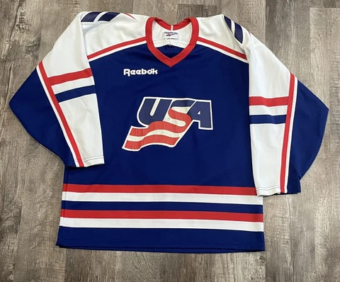 Vintage Reebok CCM Team USA Hockey Jersey Sz Large 80s 90s Cover