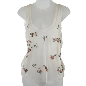 Free People Womens Sheer Feminine Fairy Beaded Tank Top Small Sleeveless Pink - Picture 1 of 19
