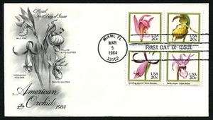 USA, SCOTT # 2076-2079, ARTCRAFT FDC COVER OF AMERICAN ORCHIDS FLOWERS, BLOCK - Picture 1 of 1