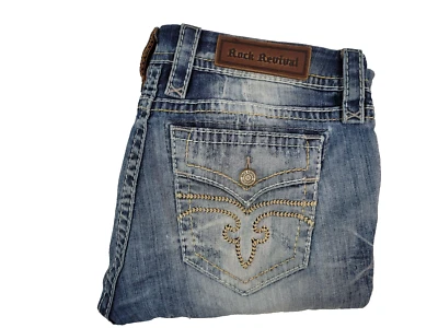 Jeans Rock Revival para mujer talla 28 azul denim fácil ajustado julee (29" entrepierna) Foto 1 de 4