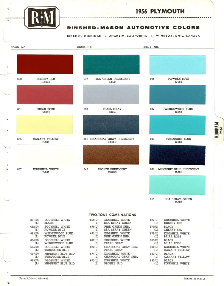 Plymouth Belevedere Savay Plaza 1956 vagones suburbanos astillas de pintura (R-M) Foto 1 de 1