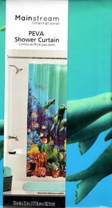 Tropical Bath DOLPHIN Shower Curtain Nautical Underwater Theme PEVA Vinyl (SET2) - Picture 1 of 5