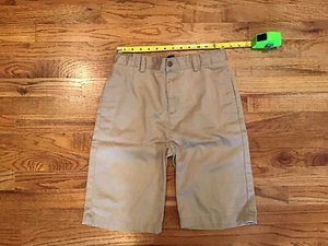Boys LANDS’ END school Uniform Shorts Size 18 Slim Adjustable Waist Khaki Tan - Picture 1 of 5