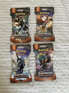 Pokemon Burning Shadows Sleeved Booster Pack COMPLETE ART SET - 4 Packs SEALED - Picture 1 of 1