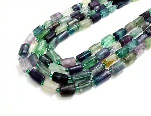 Natural Fluorite Pebble Nugget Faceted Barrel Gemstone Beads PGS122 - Picture 1 of 3
