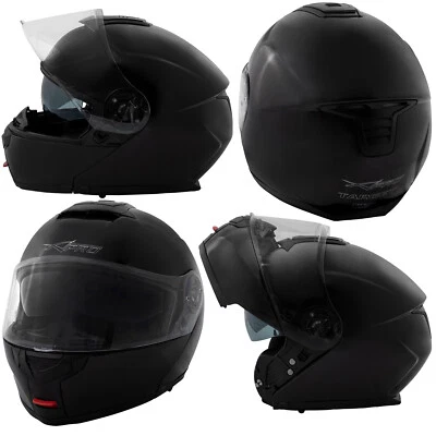 Casco Modular Homologado Touring Moto Sport Pantalla Parasol Negro - Imagen 1 de 4