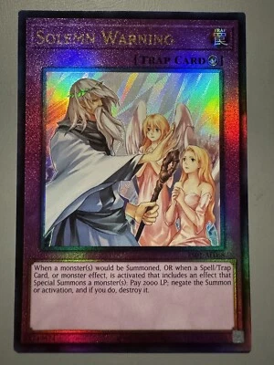 YUGIOH SOLEMN WARNING (TRAP) ASIA ENGLISH EDITION ES01-AE068 ULTIMATE RARE - Image 1 of 3