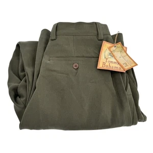 Tommy Bahama Pantalones Para Hombre 32 (32x29 REAL) Verde Seda Algodón Relajado Calce Completo NUEVO - Imagen 1 de 9