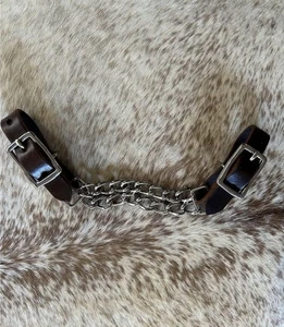 BRAUN genarbtes Leder Western Doppelkette verstellbar Panzer Neu Horse Tack - Bild 1 von 4