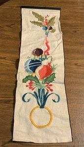 Vintage Christmas Hanging Banner Embroidery Stitchery 30 X 9 Not Complete - Picture 1 of 12