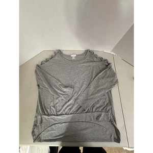 Top VENUS grigio spalle fredde dettaglio reticolo manica lunga alto basso XL - Foto 1 di 4