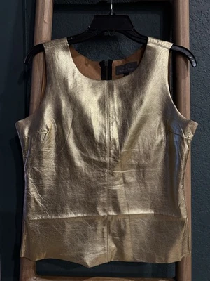 Women’s Patterson J Kincaid PJK Gold Lamb Leather Tank Top Full Zip Back Size M - Image 1 of 4