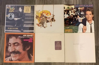 Lot of 6 classic rock records.  VG+ & EX.  Billy Joel, Chicago, Huey Lewis. Foto 1 de 4