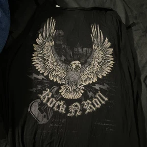 Rhinestone Eagle Cardigan Duster Sz M Bling Sparkle Western Biker Cowgirl Vocal - Picture 1 of 8