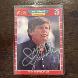 1989 Pro Set - Jerry Glanville #154 (RC) IP Autograph Houston Oilers - Picture 1 of 2