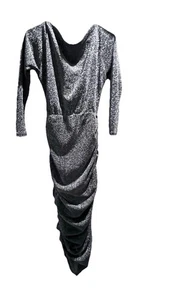 Glänzendes Metallic Bodycon Kleid Knielang Größe S - Bild 1 von 9