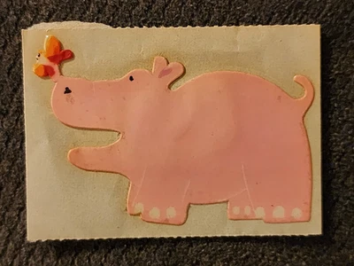 Pegatina Sandylion vintage años 80 1982 SUPER RARA rosa hipopótamo sin usar MOD de colección Foto 1 de 2