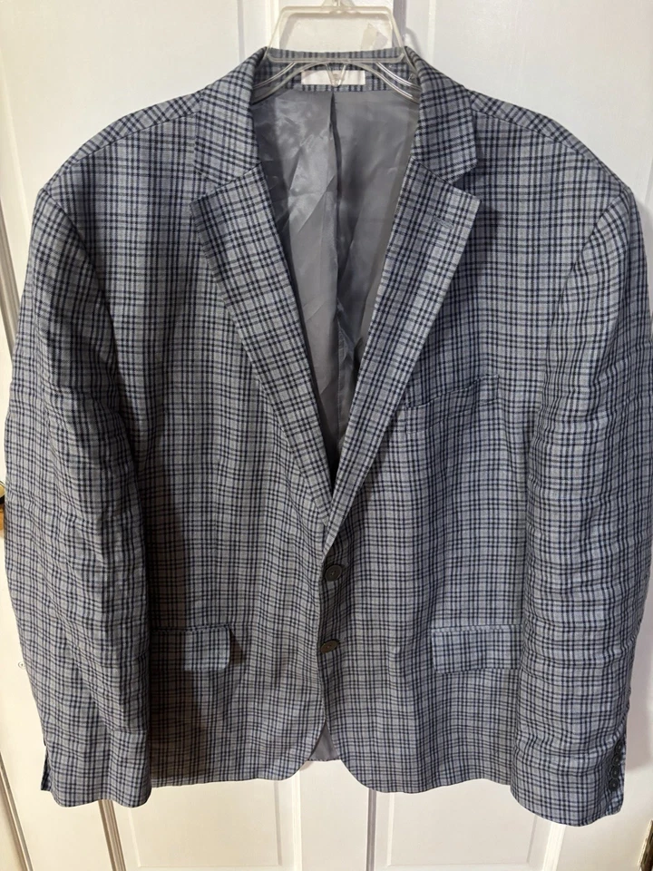 Lauren Ralph Lauren классический крой льняной Sport пальто Dk синий/Lt синий клетку 48R - Изображение 1 из 4