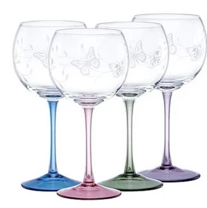 Neu im Karton Lenox Schmetterlingswiese 15 Unzen verschiedene Farben 4er Set Ballongläser - Bild 1 von 13