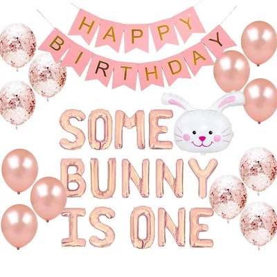 Suministros para fiestas de primer cumpleaños Some Bunny Is One, Some Bunny is One Globos H... Foto 1 de 4