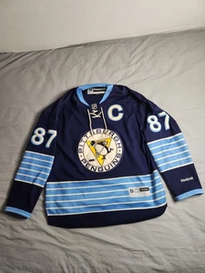 Vintage Sidney Crosby Pittsburgh Penguins Reebok Trikot Herren Größe Large blau gebraucht, in einwandfreiem Zustand - Bild 1 von 10