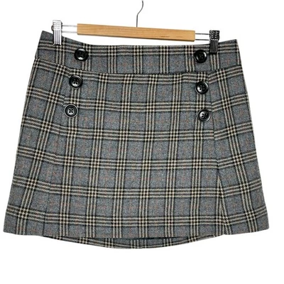 Gap Y2K Plaid Wool Mini Skirt Womens 6 Academia Preppy School Girl Gray A Line - Image 1 of 4
