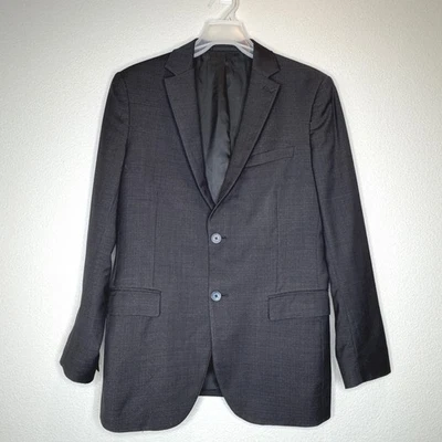 THEORY Weller 2 Button Sport Coat Blazer Mens 38R Pepper Black Wool Pockets - Image 1 of 4