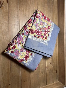 Couleur Nature French Tablecloth Jardin Red & Grayish Blue 68x70 Read - Picture 1 of 3