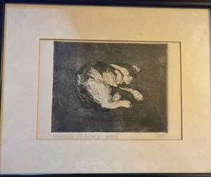 Katze seitlich gelockt Radierung PP von Smahan Stigharo 1980er limitiert 5/85 - Bild 1 von 4