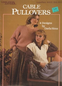 Cable Pullovers - KNITTING PATTERN - 4 Fashion Designs Leaflet #443 - Picture 1 of 2