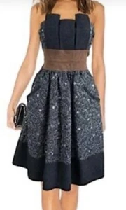 Rina Draka for Anthropology blaues plissiertes trägerloses Midikleid. Größe M - Bild 1 von 6