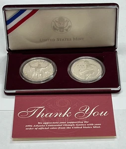 1996 US Mint Olympic Commemorative silver proof 2 coin set - Tennis & Paralympic - Picture 1 of 24