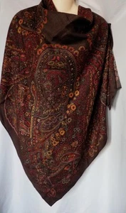 Talbots paisley wool silk shawl scarf 42x42" - Picture 1 of 3