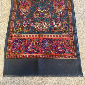 Vintage Paisley Blumen Rechteck Acryl Schal 10” x 58”-Top Zustand - Bild 1 von 5