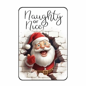 Whimsical Christmas Santa Naughty or Nice? Fridge Magnet 3 x 4 Holiday Decor - Picture 1 of 4
