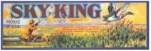 Sky King Vintage Florida Citrus Crate Label Winter Garden, Florida " Hunting " - Picture 1 of 1