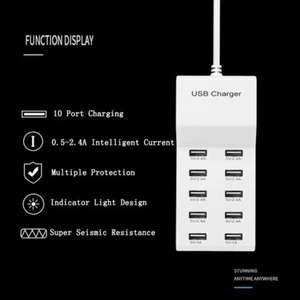 Multi Port USB Charging Socket Fast Charging Station Adapter for Mobile/Tablets - Picture 1 of 8