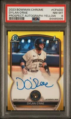 2023 Bowman Chrome Dylan O'Rae CPA-DO 1st Yellow Refractor Auto /75 PSA 8 - Image 1 of 2