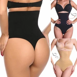 Women's Underwear Boned High Waist Trainer Tummy Control Body Shaper Thong Panty - Picture 1 of 10