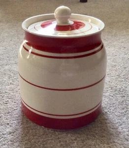 Price Brothers Red and White Storage Jar - Picture 1 of 5