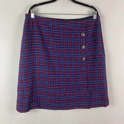 Talbots Faux Wrap A-Line Multicolored Wool Blend Plaid Skirt Size 14W - Image 1 of 4