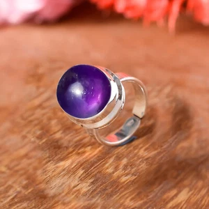 Anillo de piedras preciosas de amatista africana de plata de ley 925 piedras de nacimiento de febrero joyería - Imagen 1 de 9