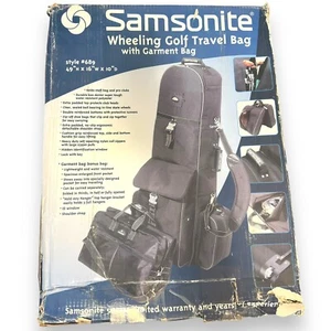 Samsonite Wheeling Golf Travel Bag With Garment Bag 49”H x 16"w x 10"D - Picture 1 of 23