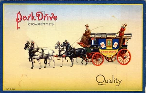 UNITED KINGDOM PARK DRIVE CIGARETTES STAGE COACH 1938 OLD ADVERTISING POSTCARD - Picture 1 of 2