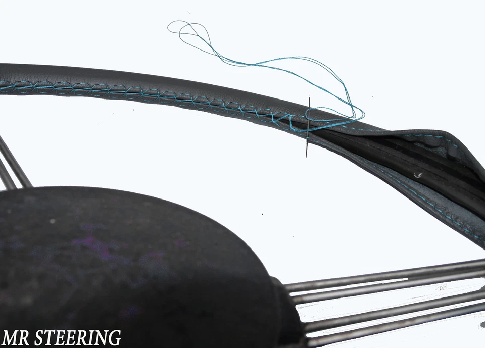 Für Austin A40 Somerset Dunkelgrau Leder Lenkrad Abdeckung Himmelblau Stich - Bild 1 von 1