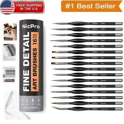 Premium 16 Piece Paint Brush Set with No-Shed Bristles for Craft Enthusiasts - Image 1 of 4