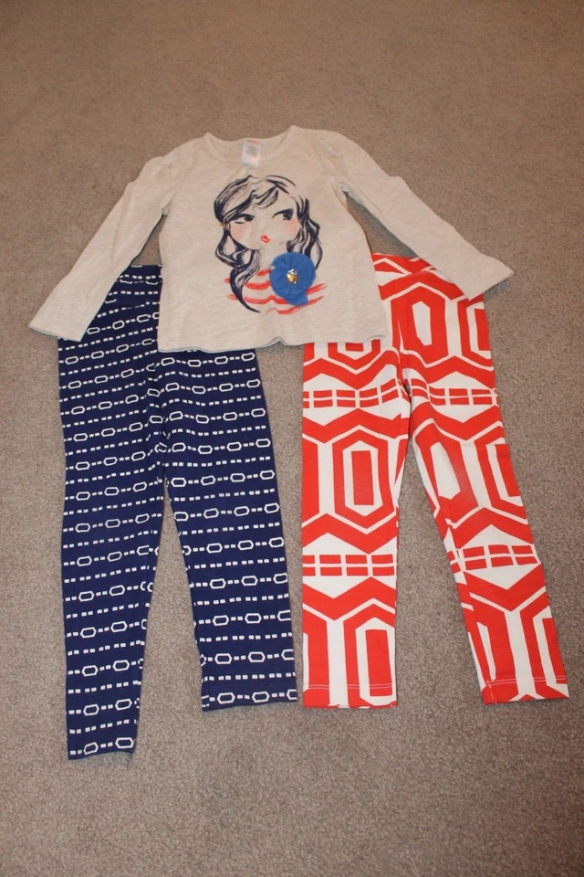 Gymboree Girl S 4 Mod about Orange 2 Prs Pants, & 1 Long Sleeve Top Lot of 3 EUC - Image 1 of 1