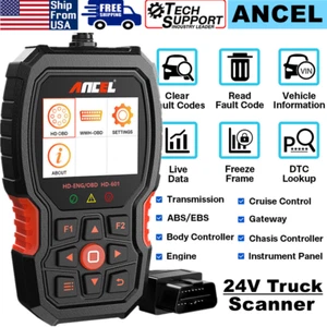 ANCEL Scanner HD601 Diesel Heavy Duty Truck Diagnostic Tool OBD2 Code Reader - Foto 1 di 12