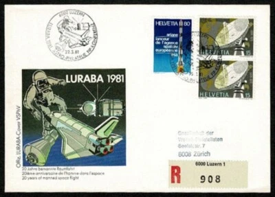 SUIZA 1981 Cubierta Astro Filatelia - 20 años de vuelo espacial tripulado SE54  Foto 1 de 2