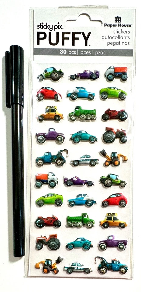 Paper House Puffy Cars Stickers Scrapbooking Embellishment Card Making - Image 1 of 1